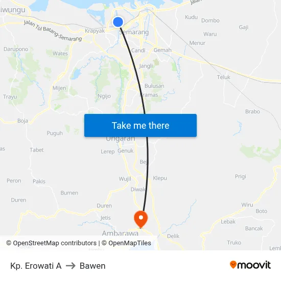 Kp. Erowati A to Bawen map