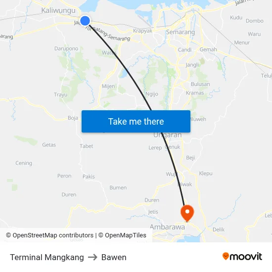 Terminal Mangkang to Bawen map