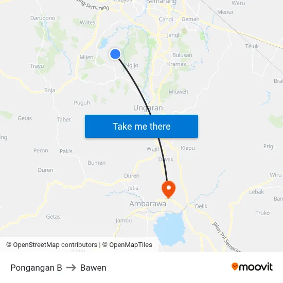 Pongangan B to Bawen map