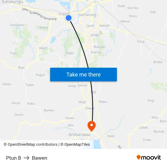 Ptun B to Bawen map