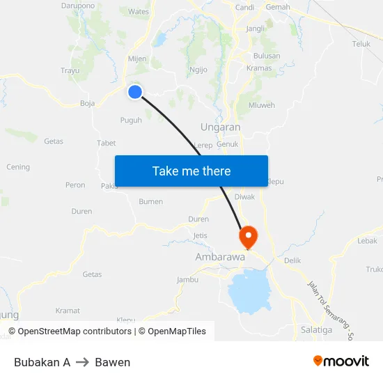 Bubakan A to Bawen map