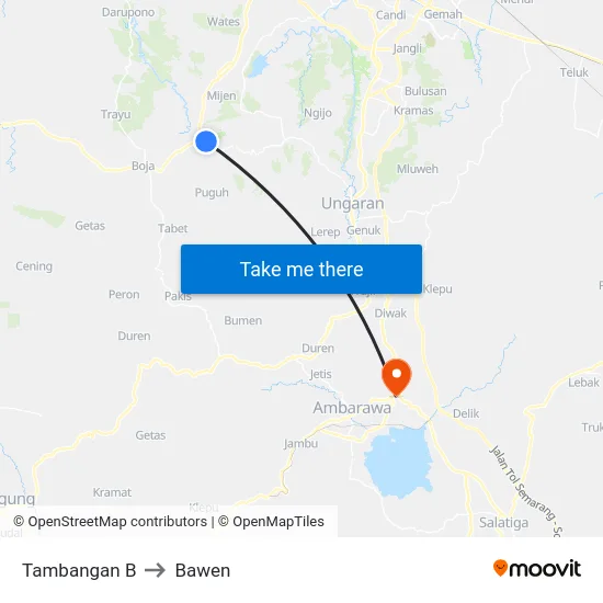 Tambangan B to Bawen map