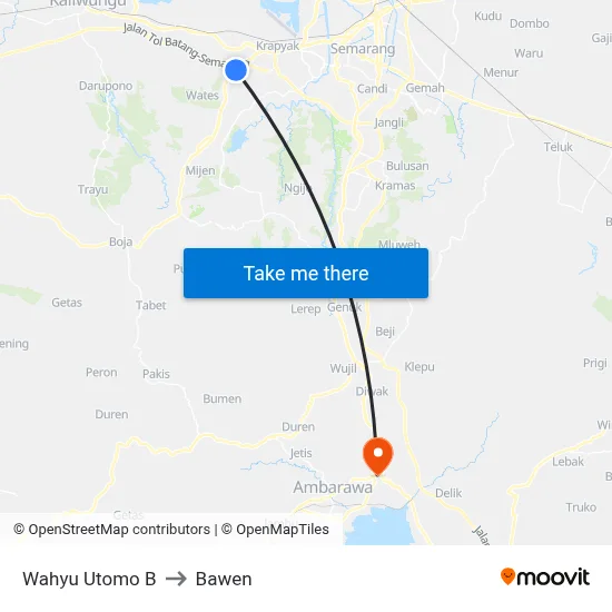 Wahyu Utomo B to Bawen map
