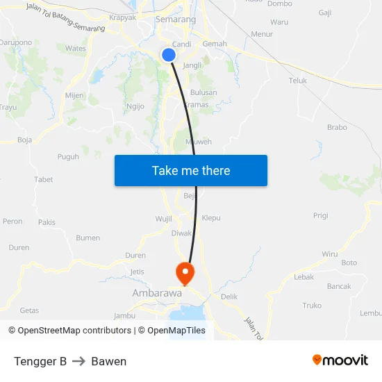 Tengger B to Bawen map