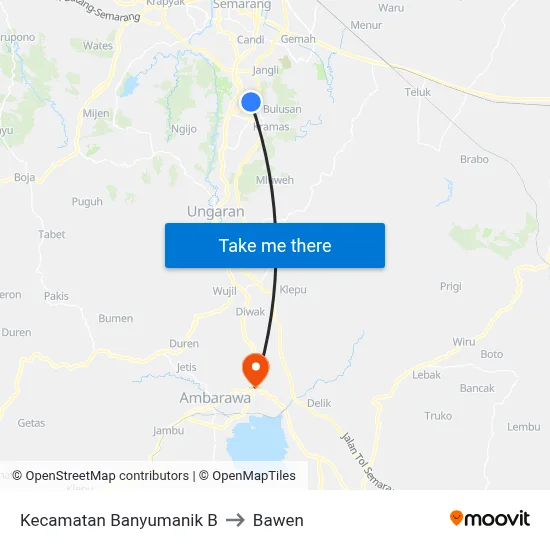 Kecamatan Banyumanik B to Bawen map