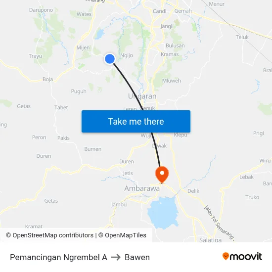 Pemancingan Ngrembel A to Bawen map