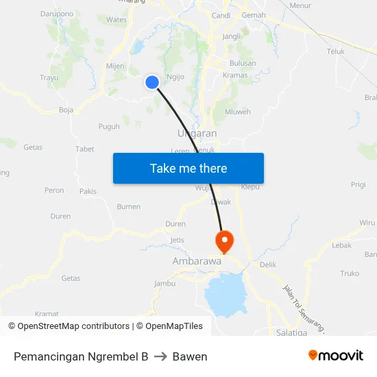 Pemancingan Ngrembel B to Bawen map