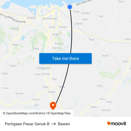 Pertigaan Pasar Genuk B to Bawen map