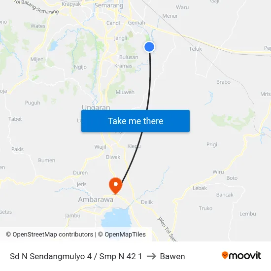 Sd N Sendangmulyo 4 / Smp N 42 1 to Bawen map