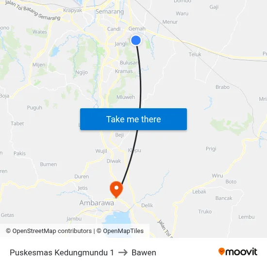 Puskesmas Kedungmundu 1 to Bawen map