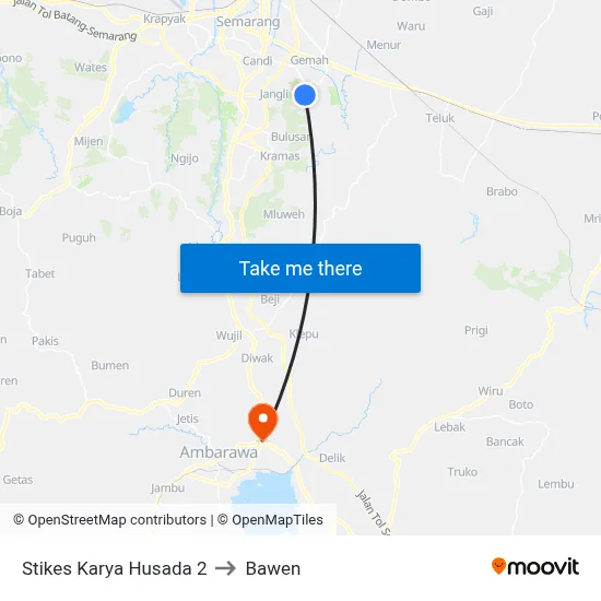 Stikes Karya Husada 2 to Bawen map