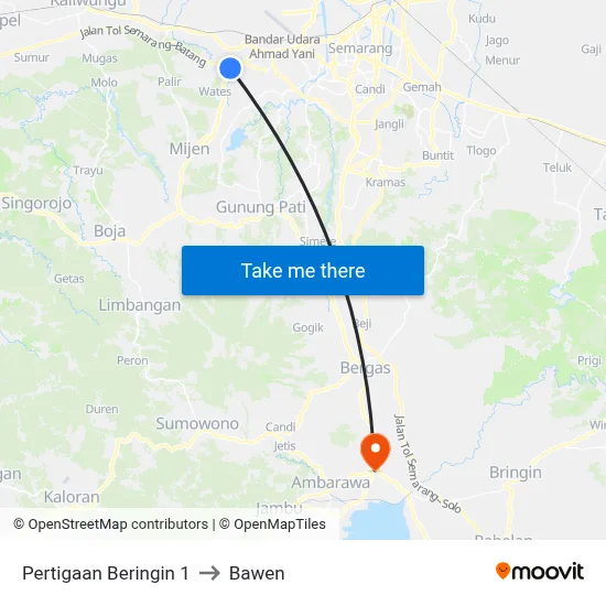 Pertigaan Beringin 1 to Bawen map