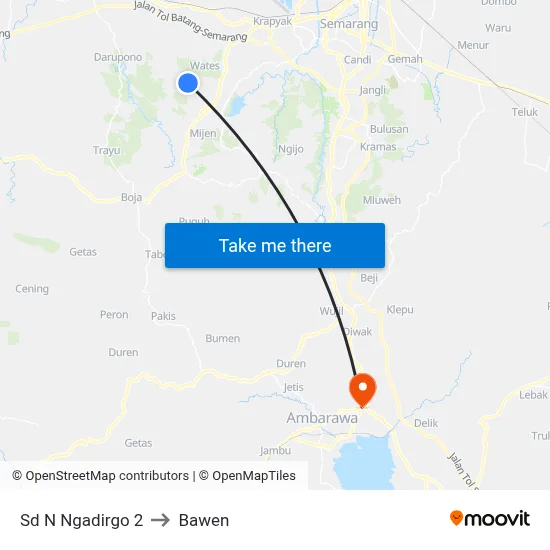 Sd N Ngadirgo 2 to Bawen map