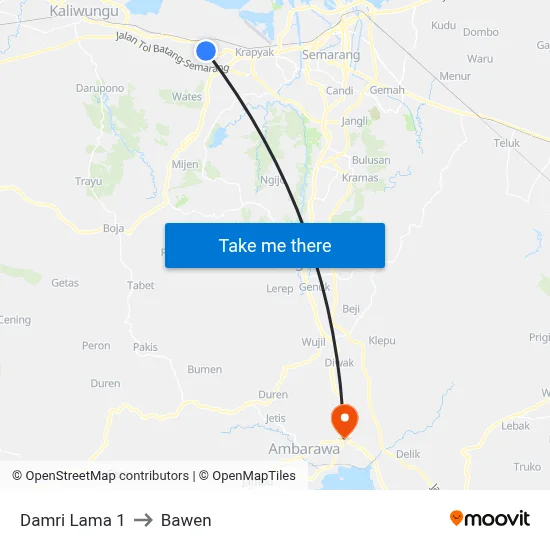 Damri Lama 1 to Bawen map