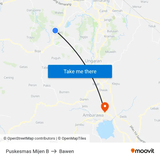 Puskesmas Mijen B to Bawen map