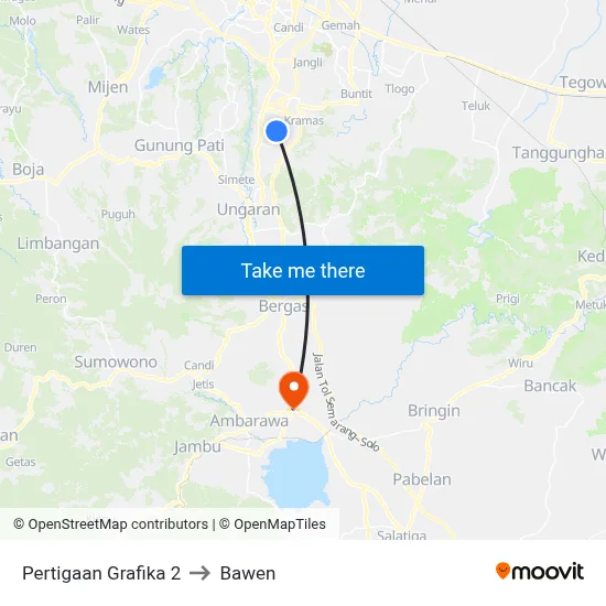 Pertigaan Grafika 2 to Bawen map