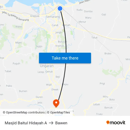 Masjid Baitul Hidayah A to Bawen map