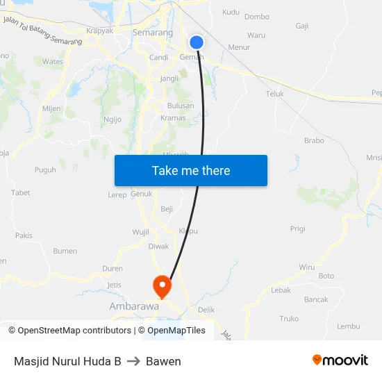 Masjid Nurul Huda B to Bawen map