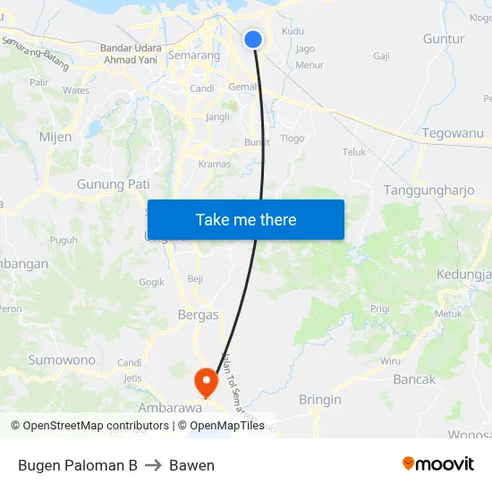 Bugen Paloman B to Bawen map