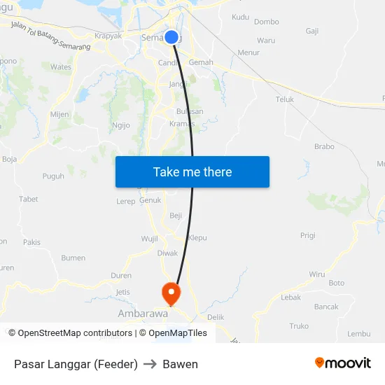 Pasar Langgar (Feeder) to Bawen map