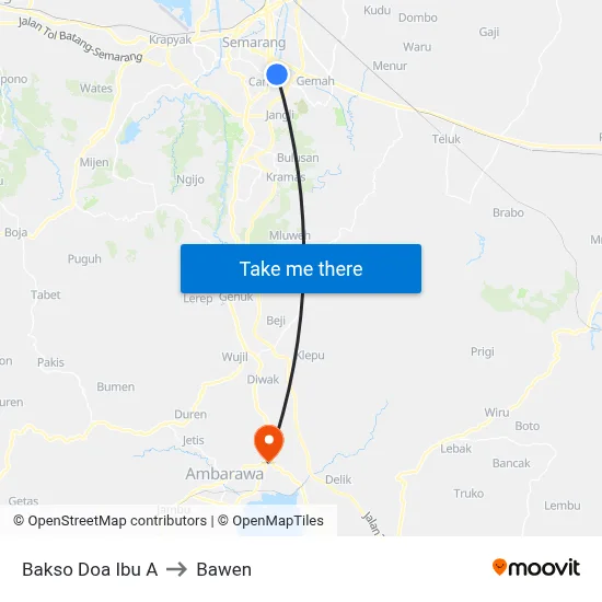 Bakso Doa Ibu A to Bawen map