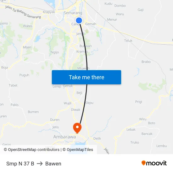 Smp N 37 B to Bawen map