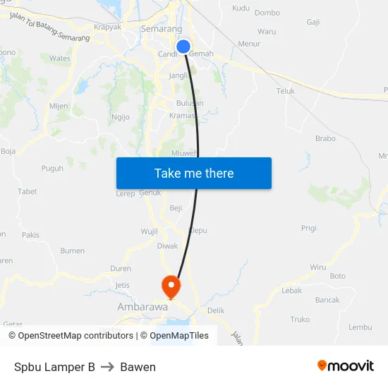 Spbu Lamper B to Bawen map