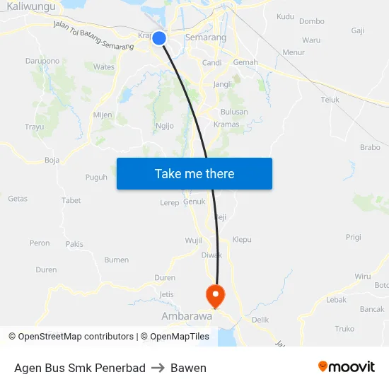 Agen Bus Smk Penerbad to Bawen map