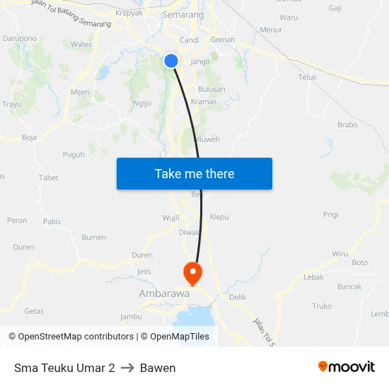 Sma Teuku Umar 2 to Bawen map