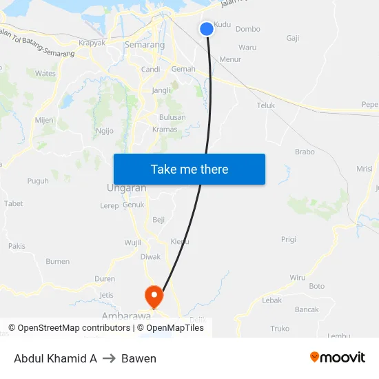 Abdul Khamid A to Bawen map