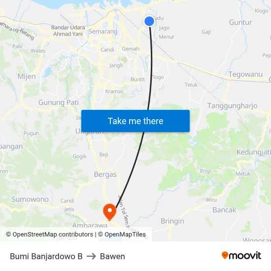 Bumi Banjardowo B to Bawen map