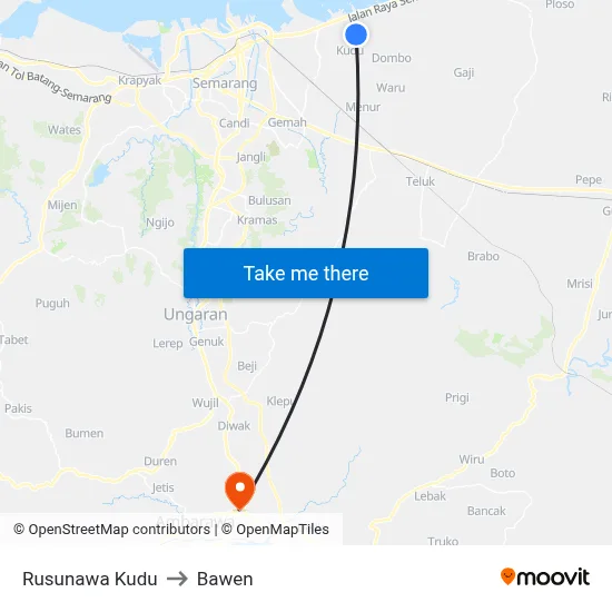 Rusunawa Kudu to Bawen map