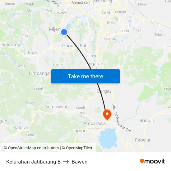 Kelurahan Jatibarang B to Bawen map
