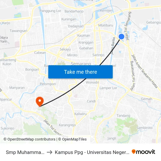 Smp Muhammadyah 7 to Kampus Ppg - Universitas Negeri Semarang map
