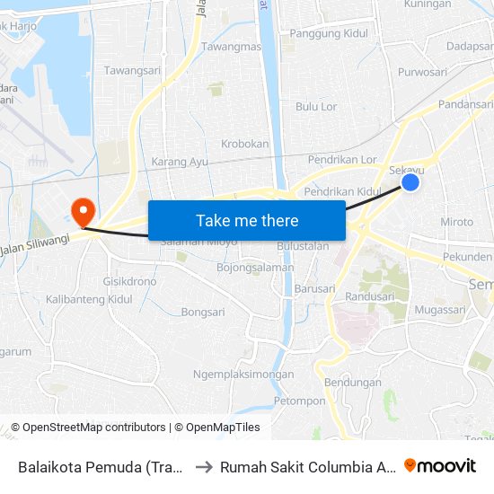 Balaikota Pemuda (Trans Semarang) to Rumah Sakit Columbia Asia Semarang map