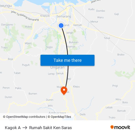 Kagok A to Rumah Sakit Ken Saras map