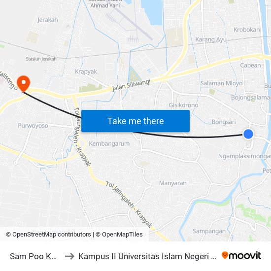 Sam Poo Kong B to Kampus II Universitas Islam Negeri Walisongo map