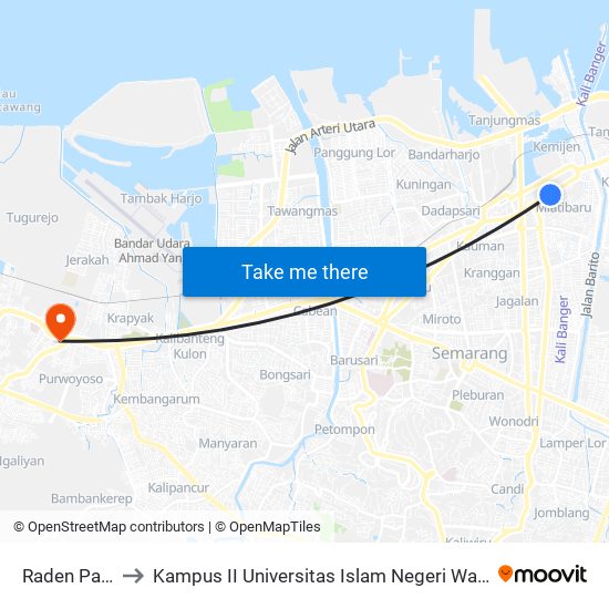 Raden Patah to Kampus II Universitas Islam Negeri Walisongo map