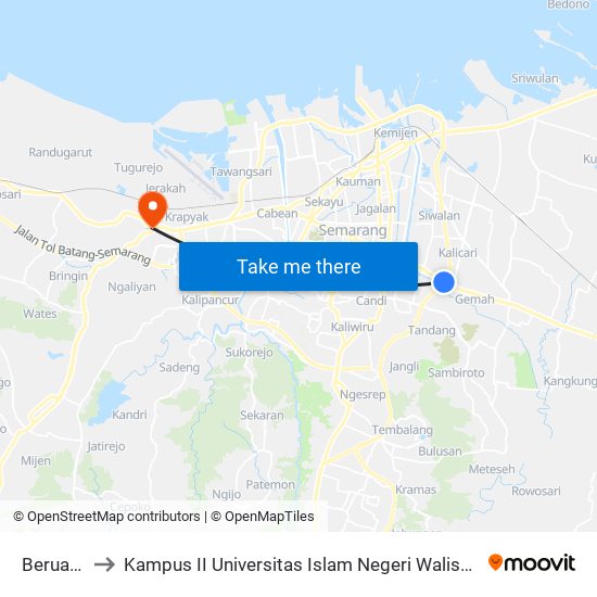 Beruang to Kampus II Universitas Islam Negeri Walisongo map