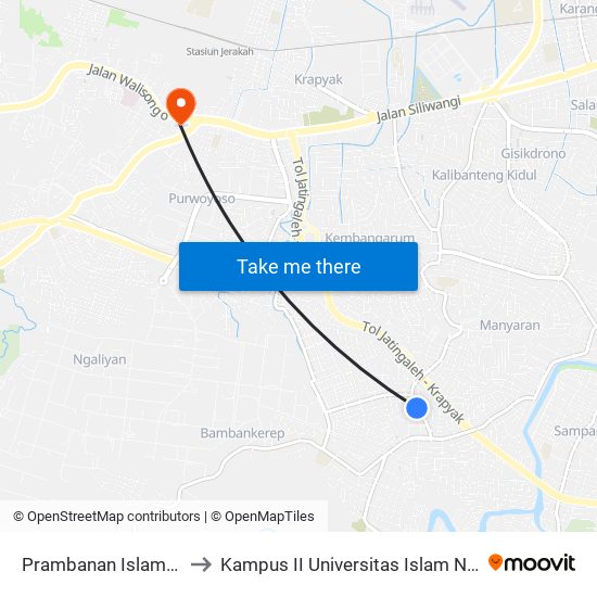 Prambanan Islamic Centre B to Kampus II Universitas Islam Negeri Walisongo map