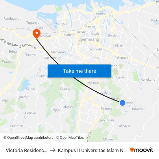 Victoria Residence (Feeder) to Kampus II Universitas Islam Negeri Walisongo map