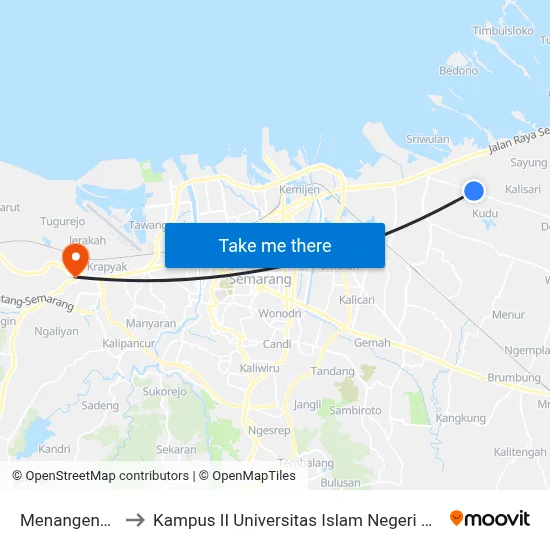 Menangeng 2 B to Kampus II Universitas Islam Negeri Walisongo map