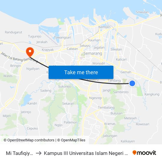 Mi Taufiqiyah A to Kampus III Universitas Islam Negeri Walisongo map