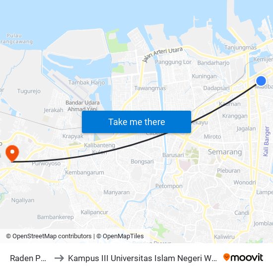 Raden Patah to Kampus III Universitas Islam Negeri Walisongo map