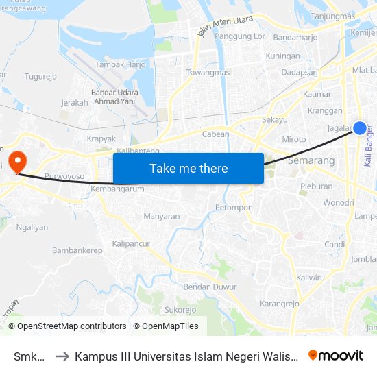 Smkn 1 to Kampus III Universitas Islam Negeri Walisongo map