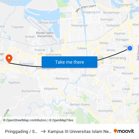 Pringgading / Sma Mtrm to Kampus III Universitas Islam Negeri Walisongo map