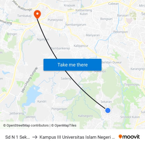 Sd N 1 Sekaran to Kampus III Universitas Islam Negeri Walisongo map