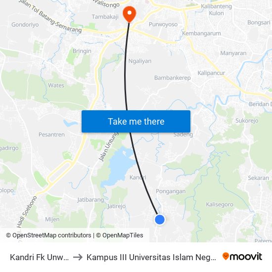 Kandri Fk Unwahas A to Kampus III Universitas Islam Negeri Walisongo map