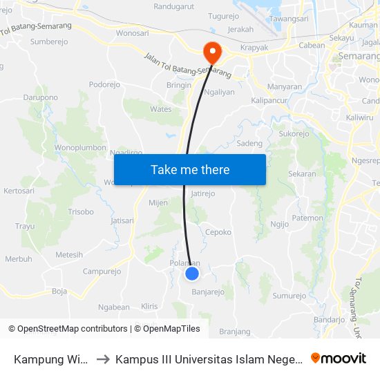 Kampung Widosari to Kampus III Universitas Islam Negeri Walisongo map