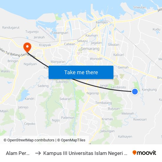 Alam Permai 1 to Kampus III Universitas Islam Negeri Walisongo map